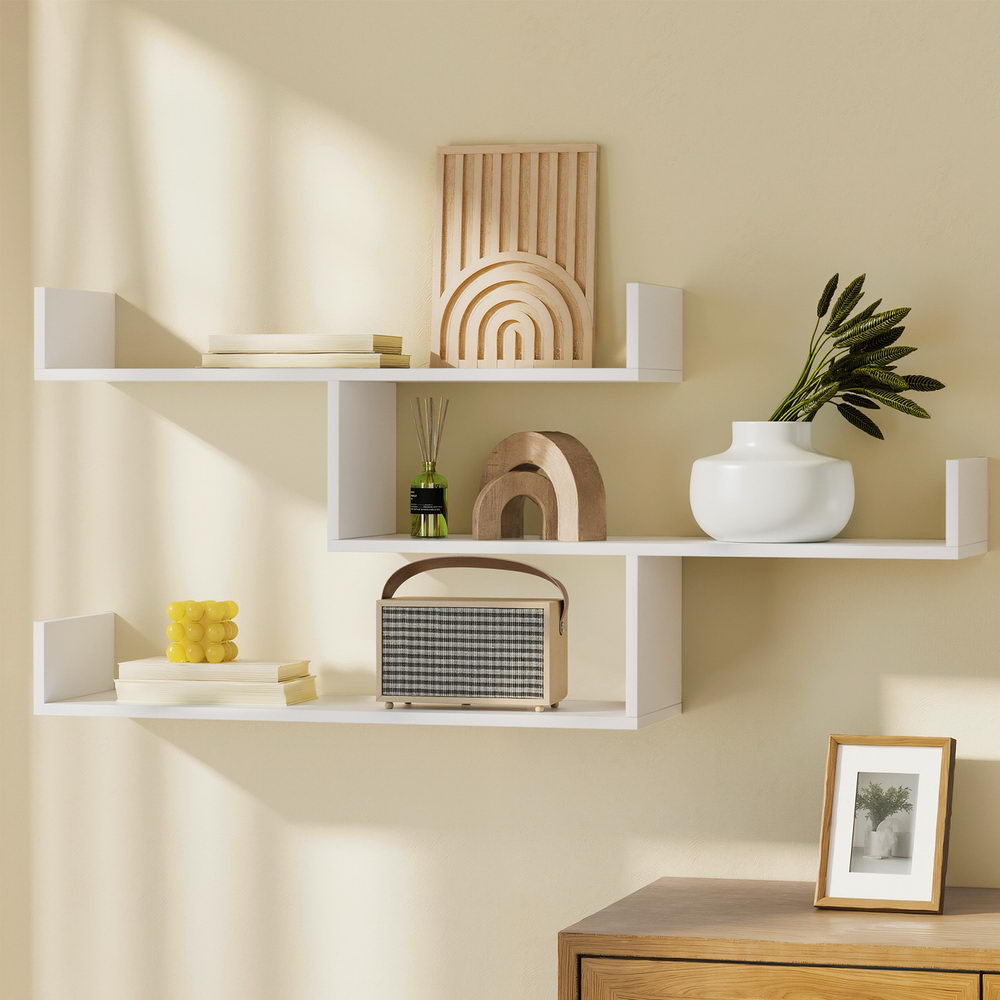 Artiss Floating Wall Shelf 3 Tier White-6