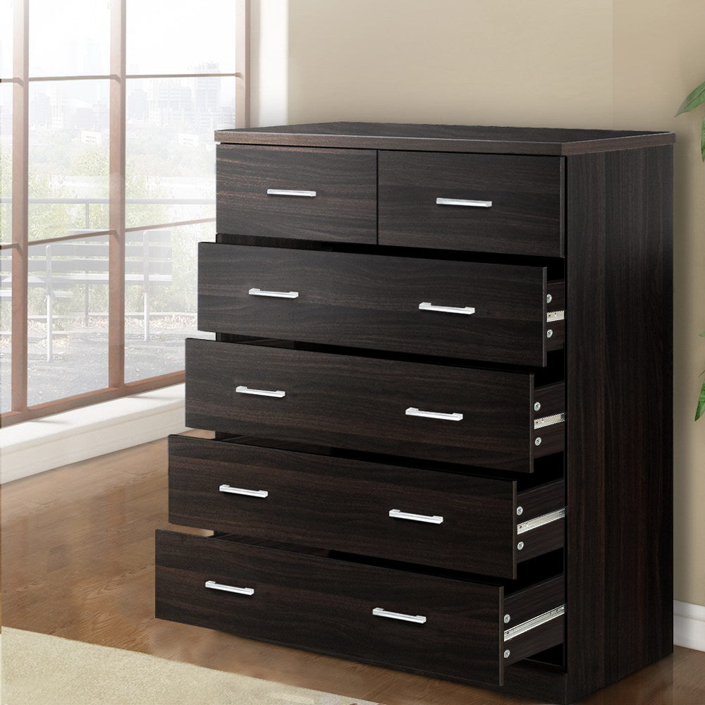 Artiss 6 Chest of Drawers - ANDES Walnut-0