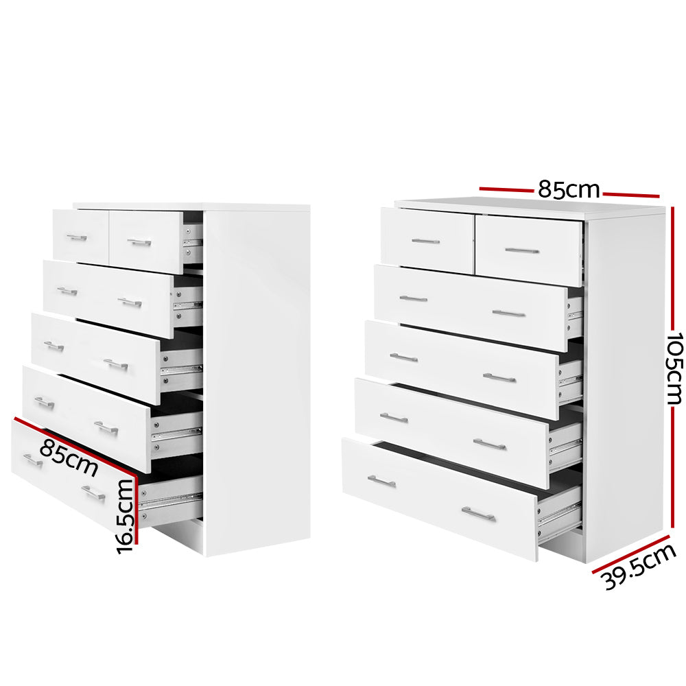 Artiss 6 Chest of Drawers - ANDES White-1