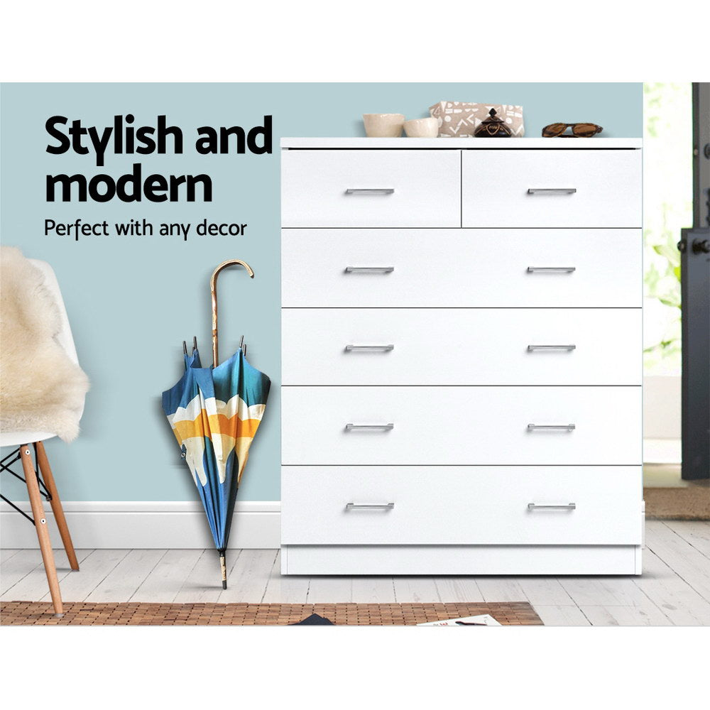 Artiss 6 Chest of Drawers - ANDES White-2