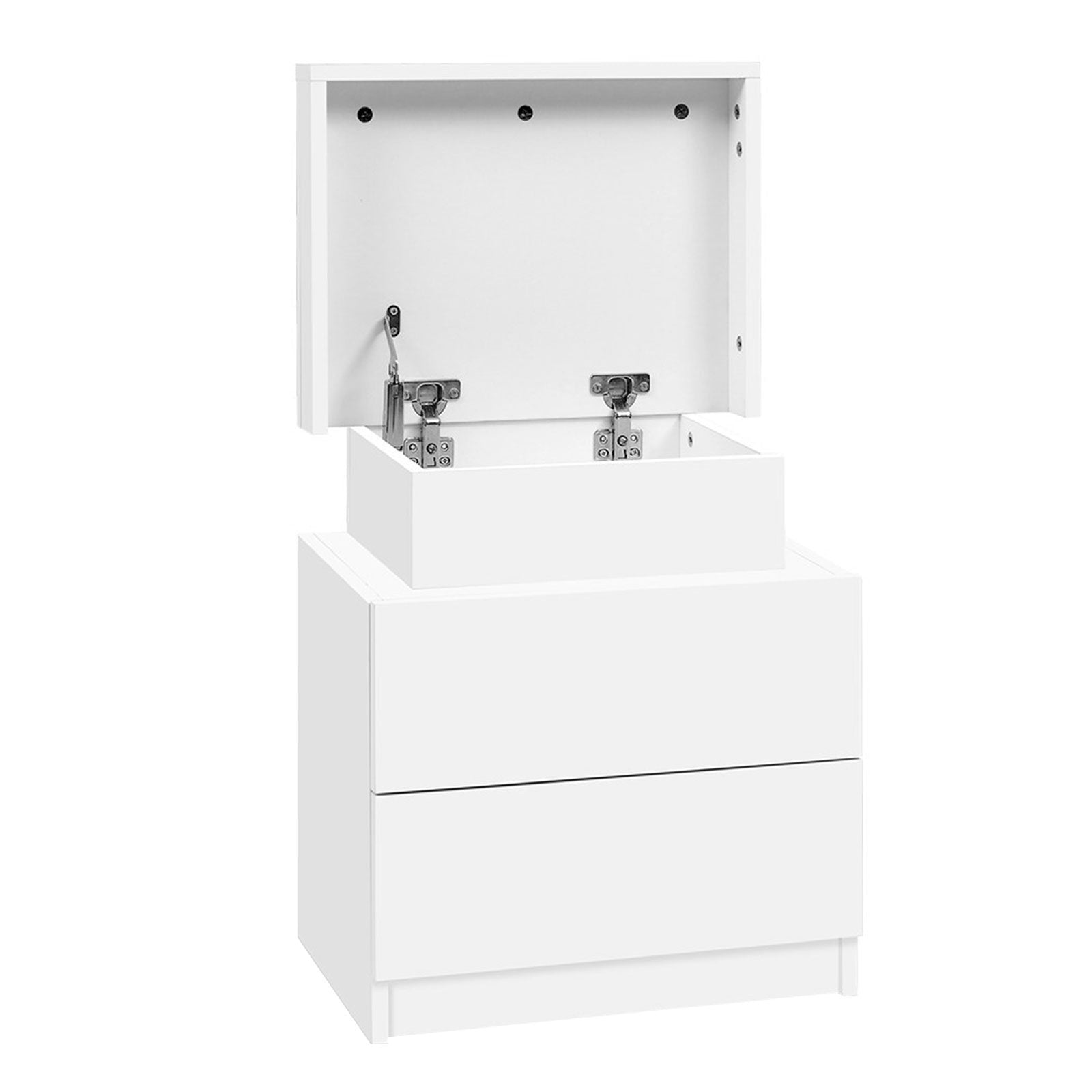 Artiss 2X Bedside Table 2 Drawers Lift-up Storage White-1