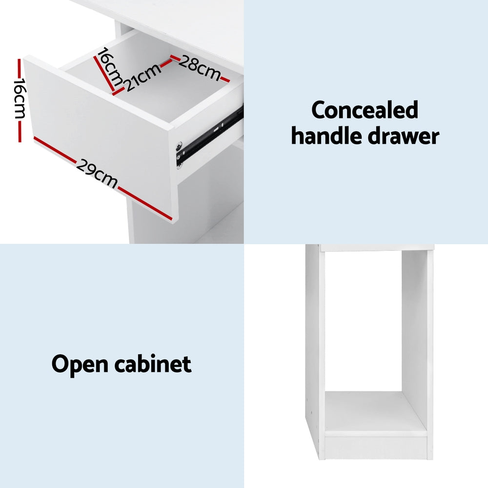 Artiss Computer Desk Bookshelf Drawer Cabinet White 120CM-5