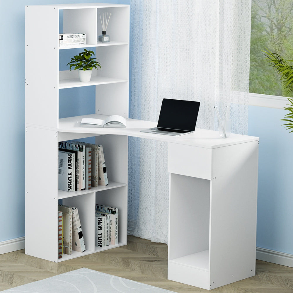 Artiss Computer Desk Bookshelf Drawer Cabinet White 120CM-6