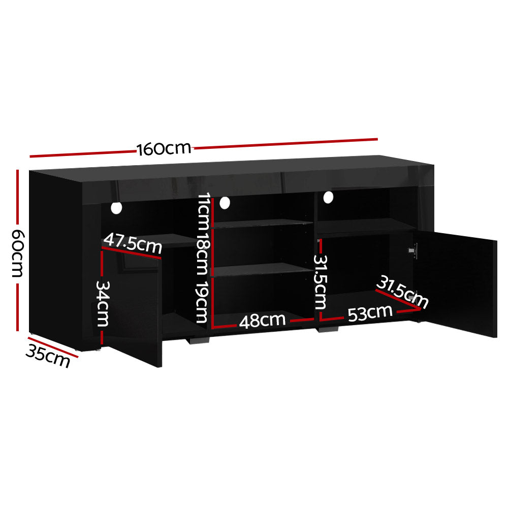 Artiss Entertainment Unit TV Cabinet LED 160cm Black Bobi-1