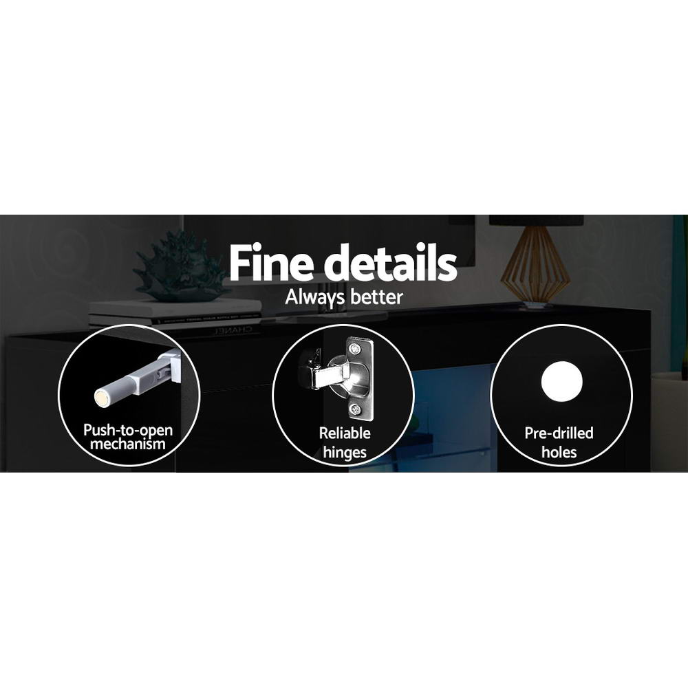 Artiss Entertainment Unit TV Cabinet LED 160cm Black Bobi-7