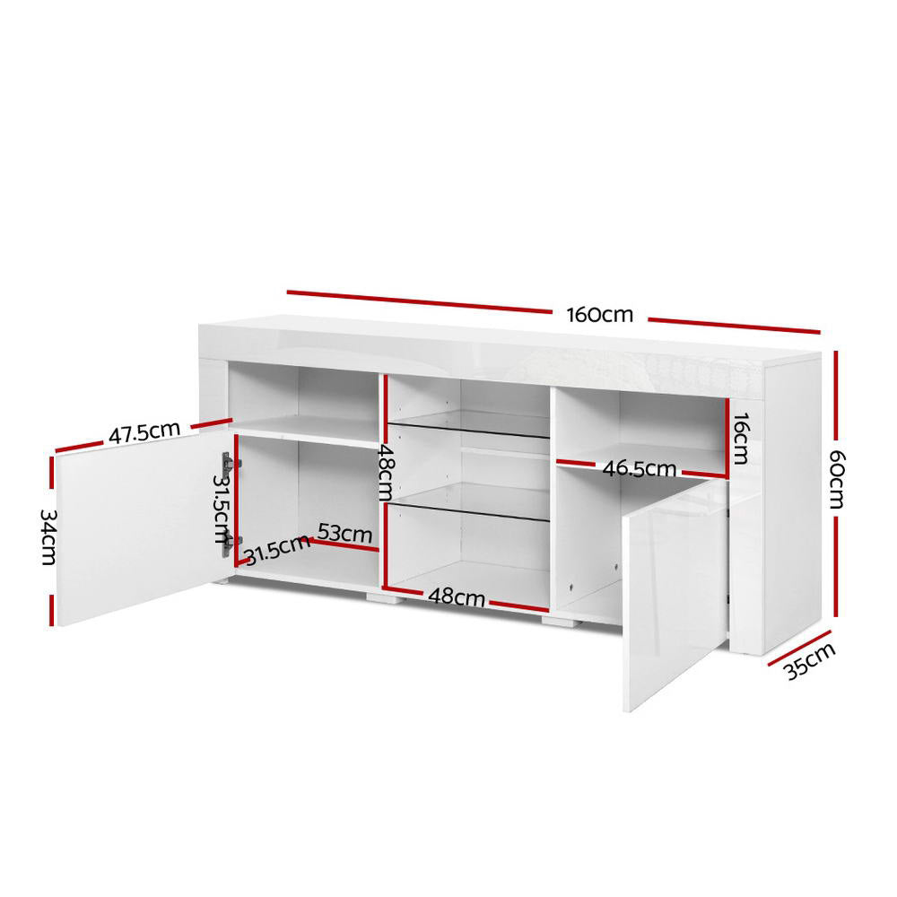 Artiss Entertainment Unit TV Cabinet LED 160cm White Bobi-1