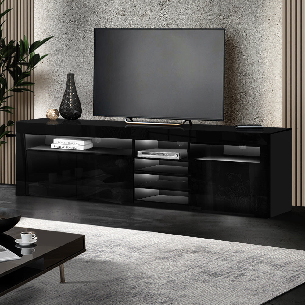 Artiss Entertainment Unit TV Cabinet LED 180cm Black Bobi-7