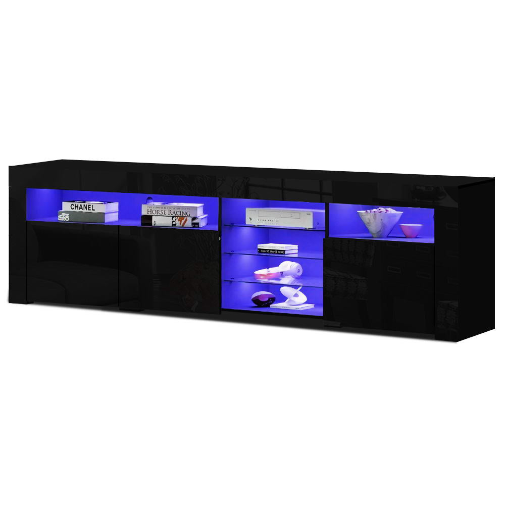 Artiss Entertainment Unit TV Cabinet LED 180cm Black Bobi-6
