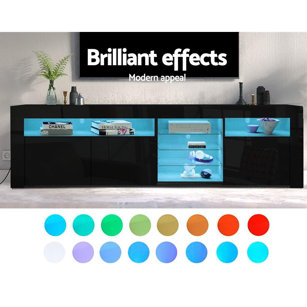 Artiss Entertainment Unit TV Cabinet LED 180cm Black Bobi-2