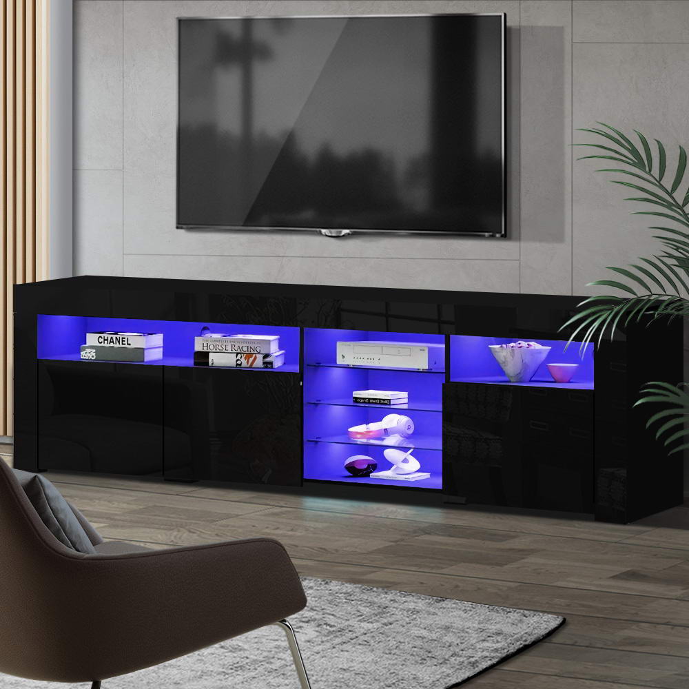 Artiss Entertainment Unit TV Cabinet LED 180cm Black Bobi-0