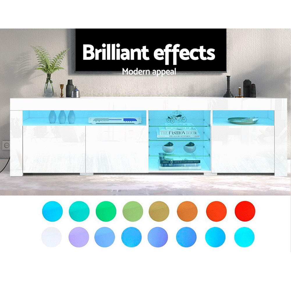 Artiss Entertainment Unit TV Cabinet LED 180cm White Bobi-2