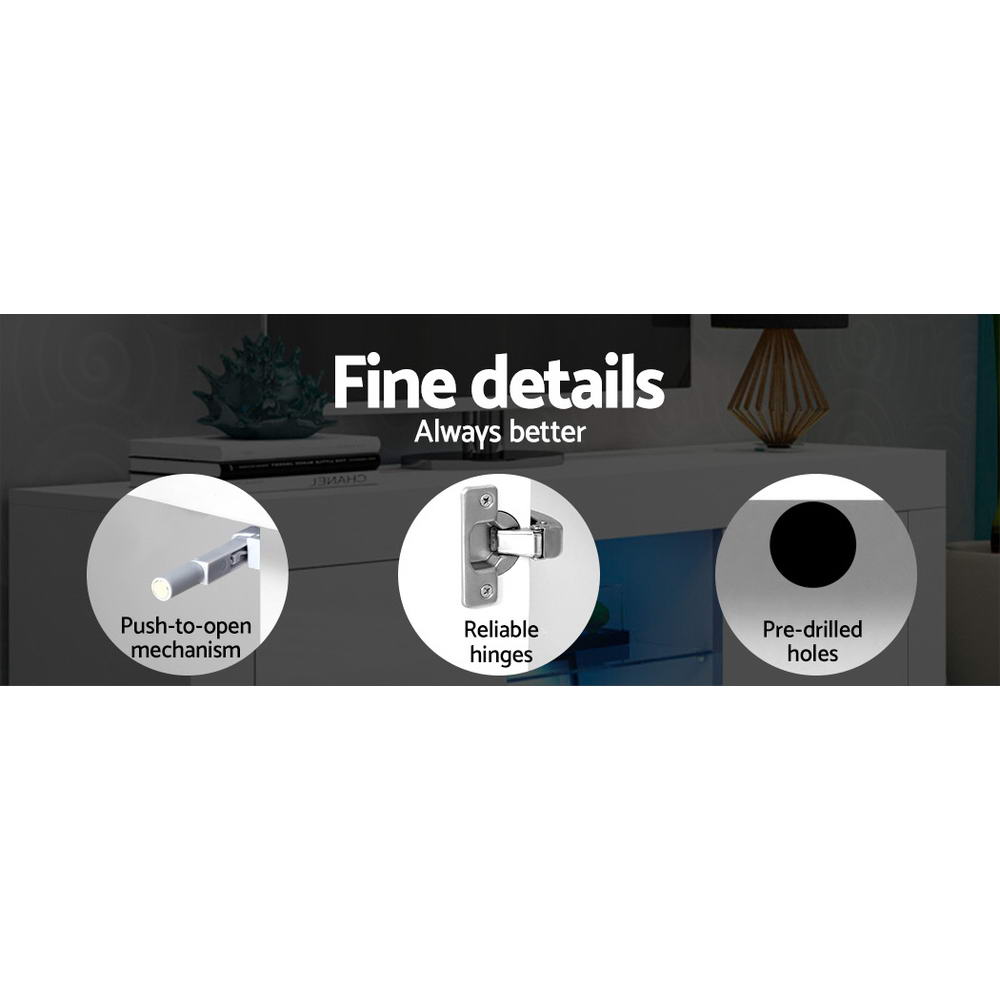 Artiss Entertainment Unit TV Cabinet LED 180cm White Bobi-5