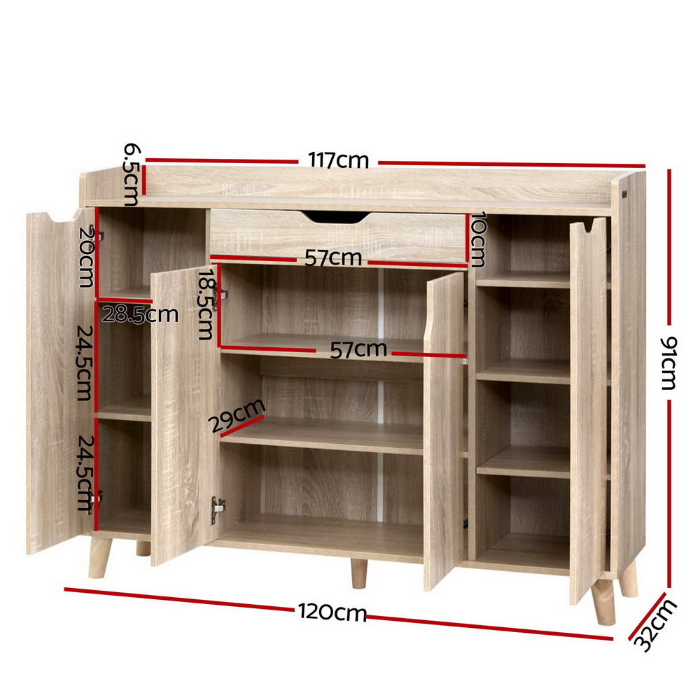 Artiss Shoe Rack Cabinet 26 Pairs Adjustable Pine Cissy-1