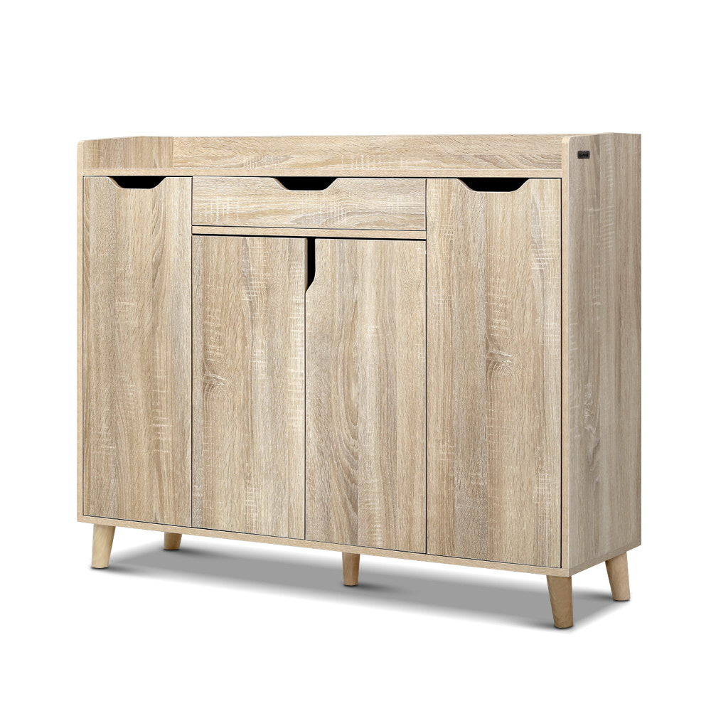 Artiss Shoe Rack Cabinet 26 Pairs Adjustable Pine Cissy-2