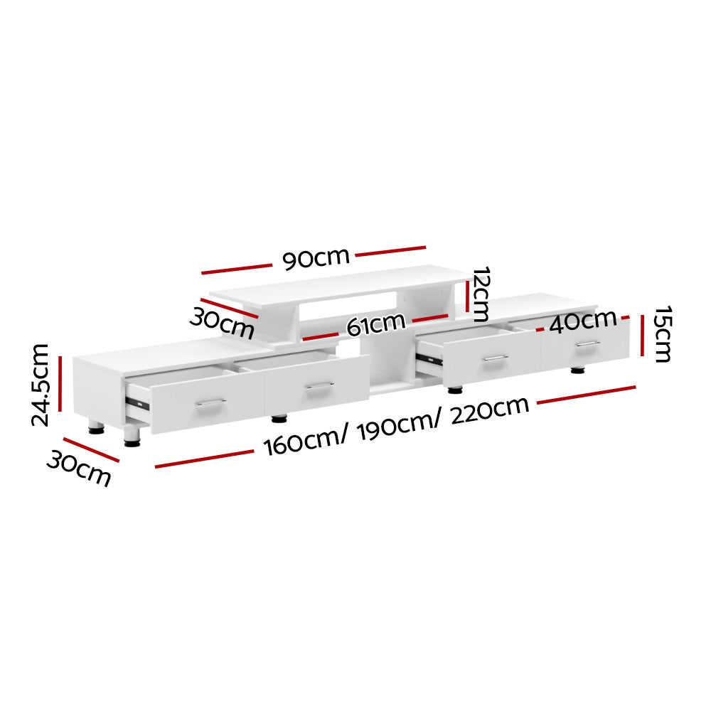 Artiss TV Cabinet Entertainment Unit Extendable 160CM To 220CM White-1