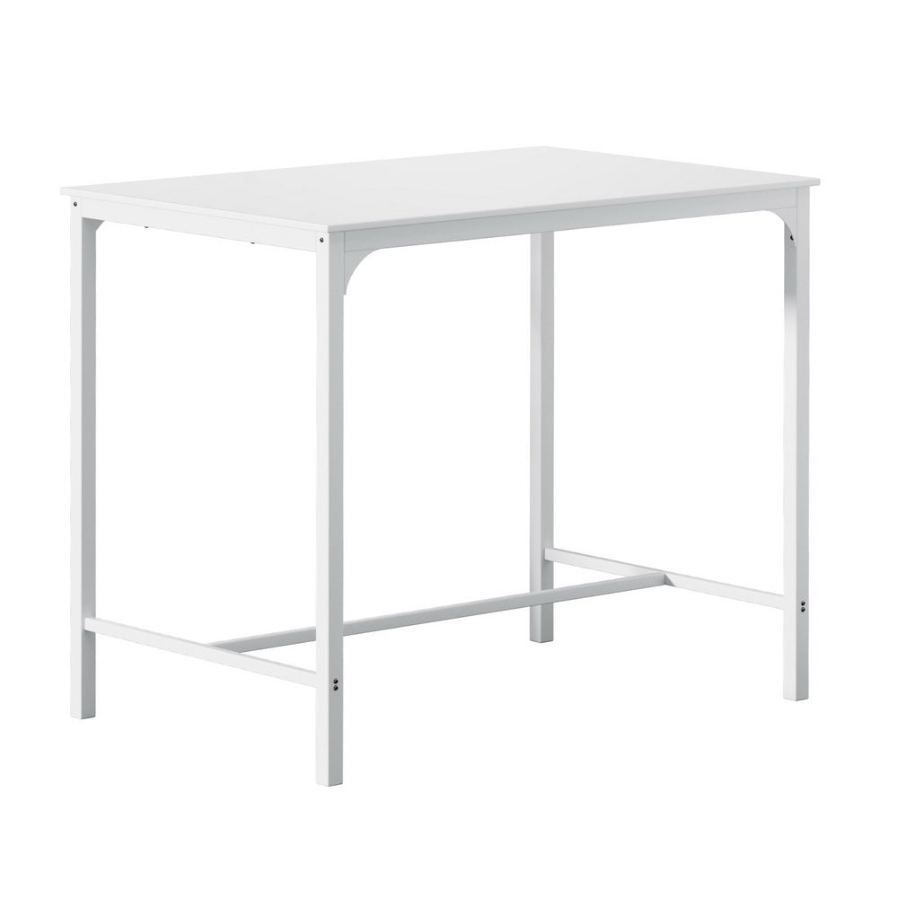 Artiss Bar Table Dining Desk High Kitchen Shelf Metal Legs Cafe Pub White-0