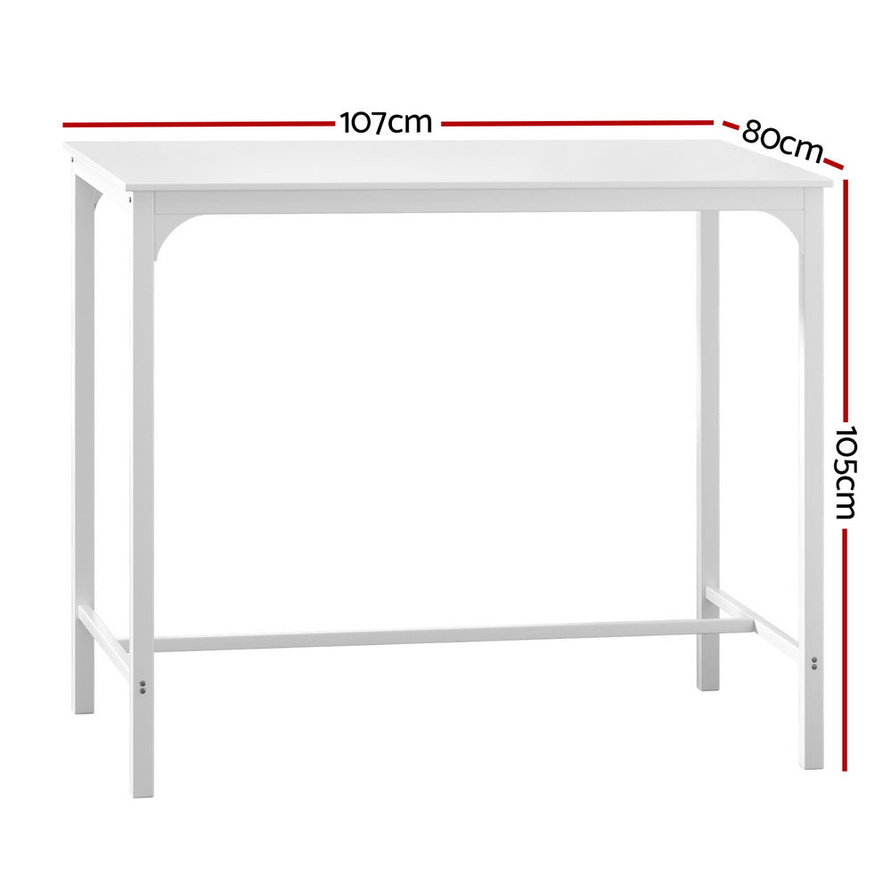 Artiss Bar Table Dining Desk High Kitchen Shelf Metal Legs Cafe Pub White-1