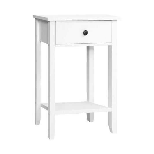 Artiss Bedside Table 1 Drawer with Shelf - BOWIE White-0