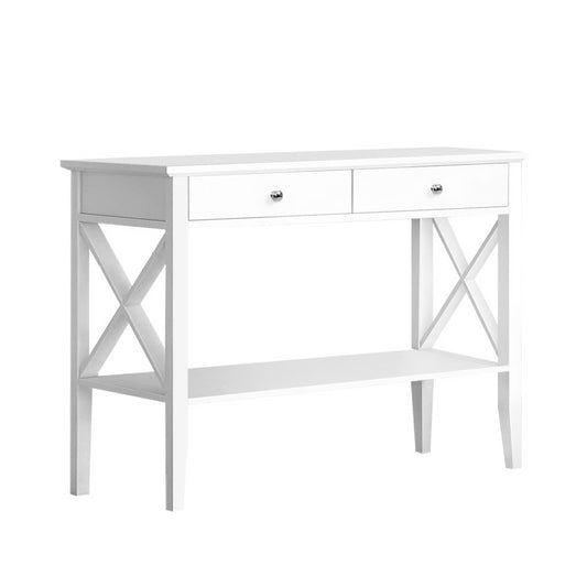 Artiss Console Table 2 Drawers 100CM White Chole-0