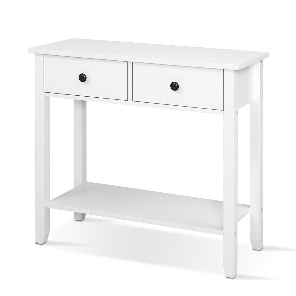 Artiss Console Table 2 Drawers 80CM White Chole-0