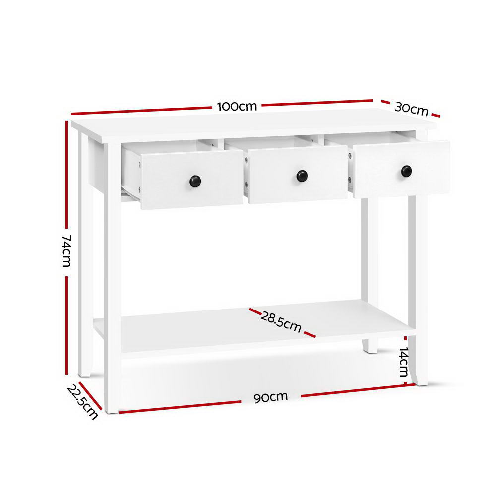 Artiss Console Table 3 Drawers 100CM White Chole-1