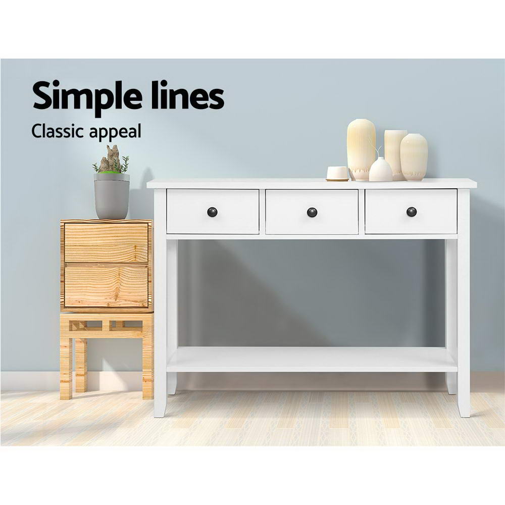 Artiss Console Table 3 Drawers 100CM White Chole-2