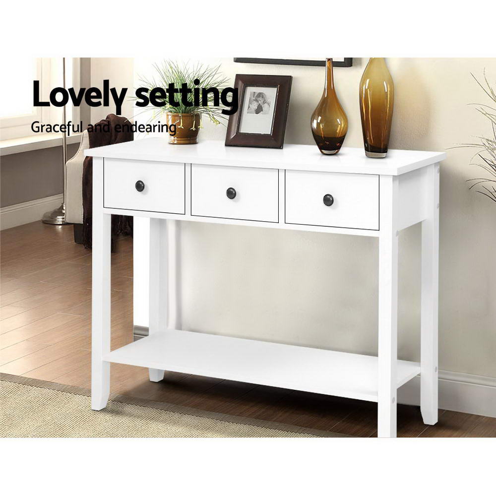 Artiss Console Table 3 Drawers 100CM White Chole-3