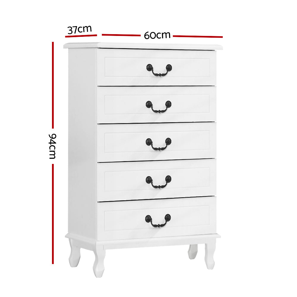 Artiss 5 Chest of Drawers - KUBI White-3
