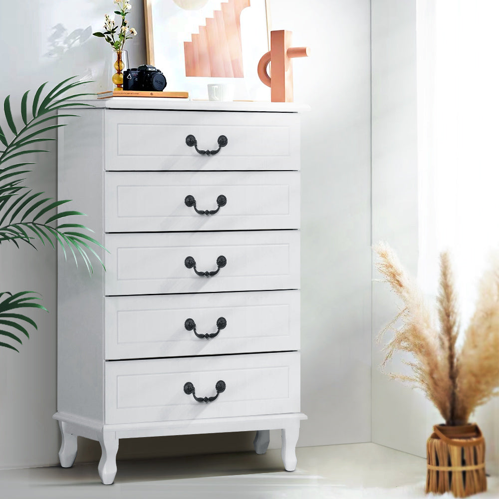 Artiss 5 Chest of Drawers - KUBI White-0