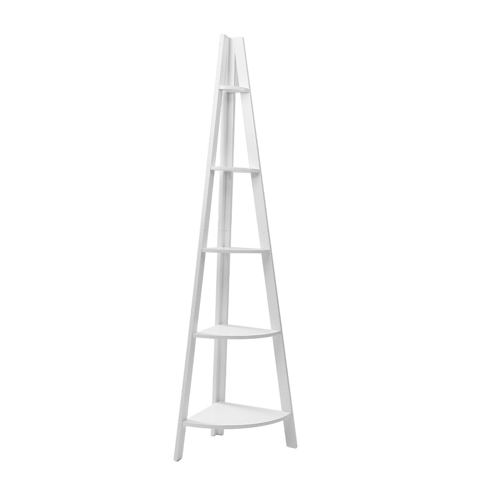 Artiss Bookshelf Corner Shelf 5 Tiers - CANE White-0