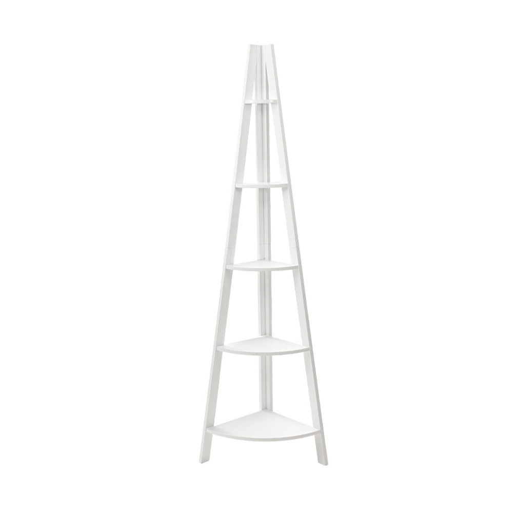 Artiss Bookshelf Corner Shelf 5 Tiers - CANE White-2