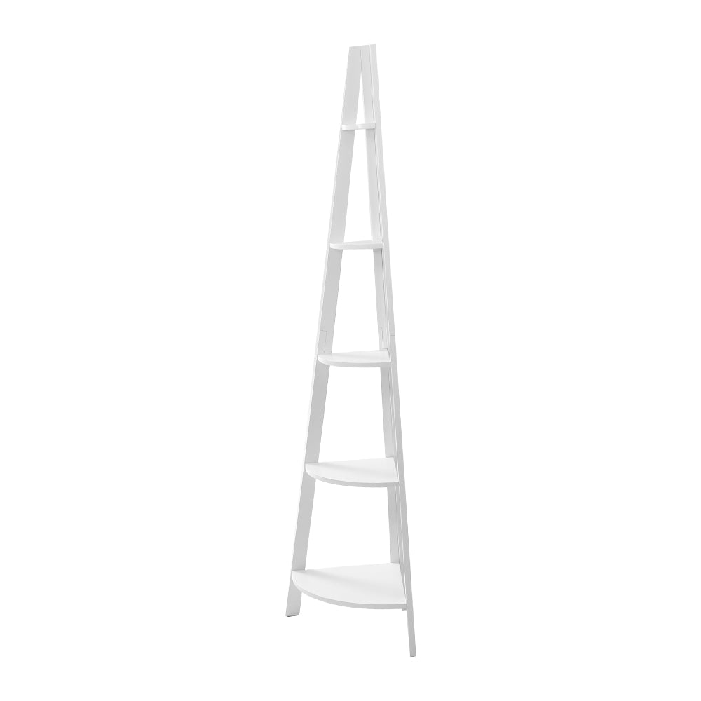 Artiss Bookshelf Corner Shelf 5 Tiers - CANE White-3