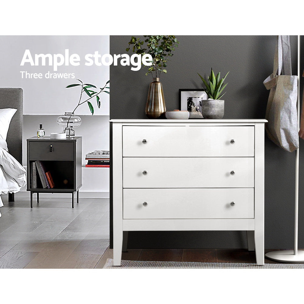 Artiss 3 Chest of Drawers - BRITTANY White-4