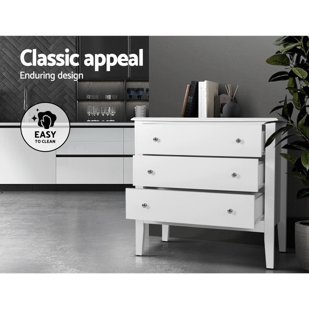 Artiss 3 Chest of Drawers - BRITTANY White-5