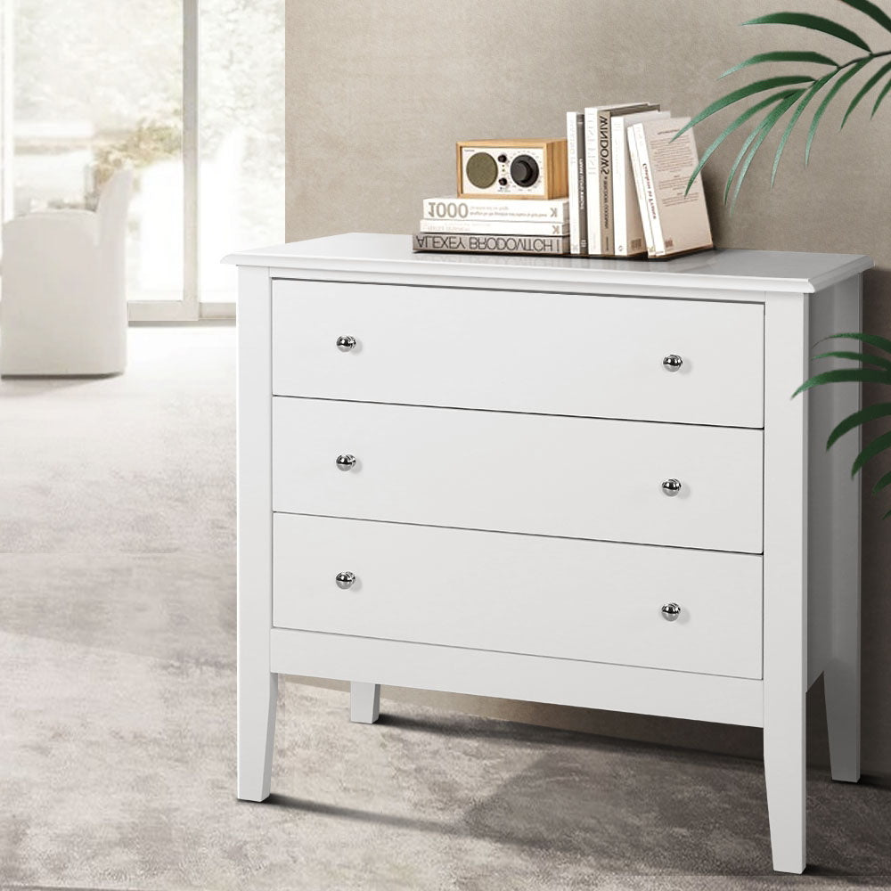 Artiss 3 Chest of Drawers - BRITTANY White-0