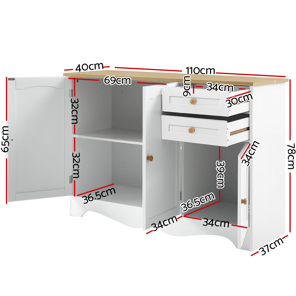 Artiss Buffet Sideboard 3 Doors - BERNE White-1