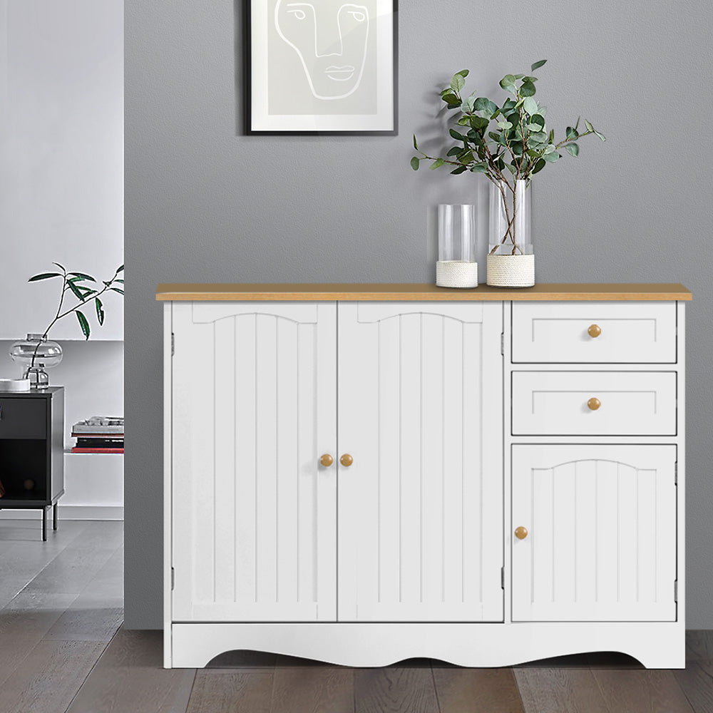 Artiss Buffet Sideboard 3 Doors - BERNE White-7