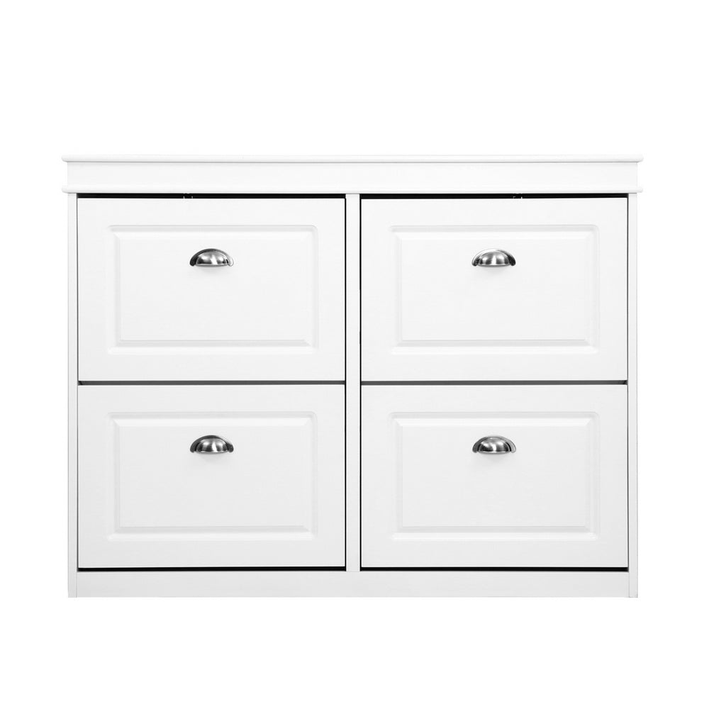 Artiss Shoe Rack Cabinet 16 Pairs 4-tier White Paul-2