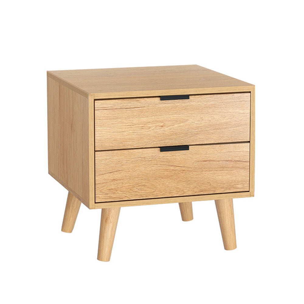 Artiss Bedside Table 2 Drawers - Pine-0