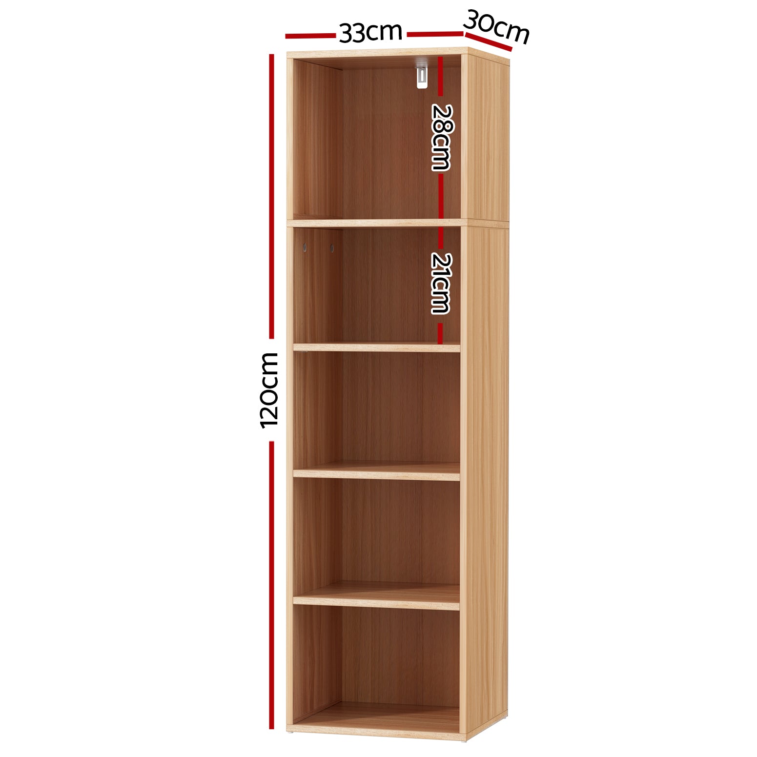 Artiss Bookshelf 5 Tiers MILO Pine-1