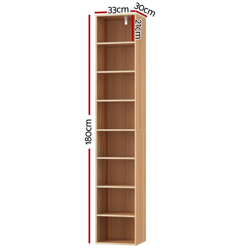 Artiss Bookshelf 8 Tiers MILO Pine-1