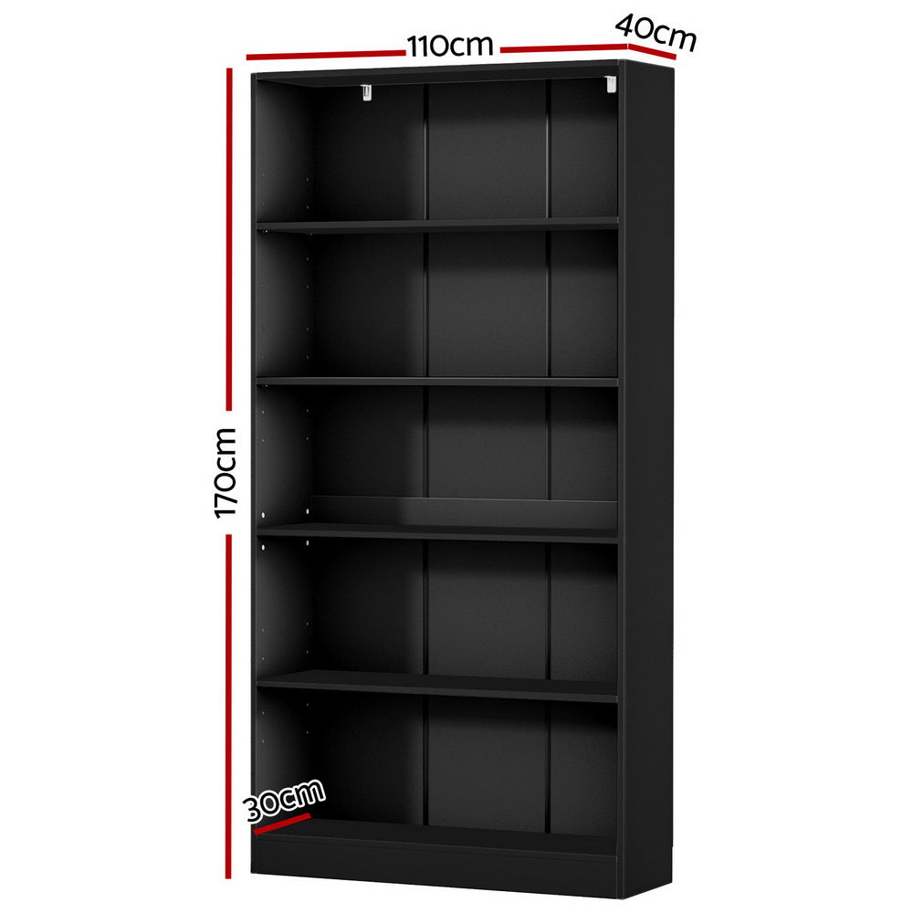 Artiss Bookshelf 5 Tiers ANTON Black-1