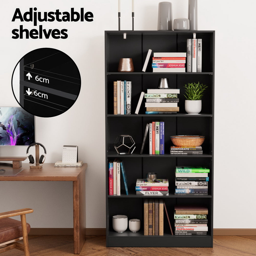 Artiss Bookshelf 5 Tiers ANTON Black-5