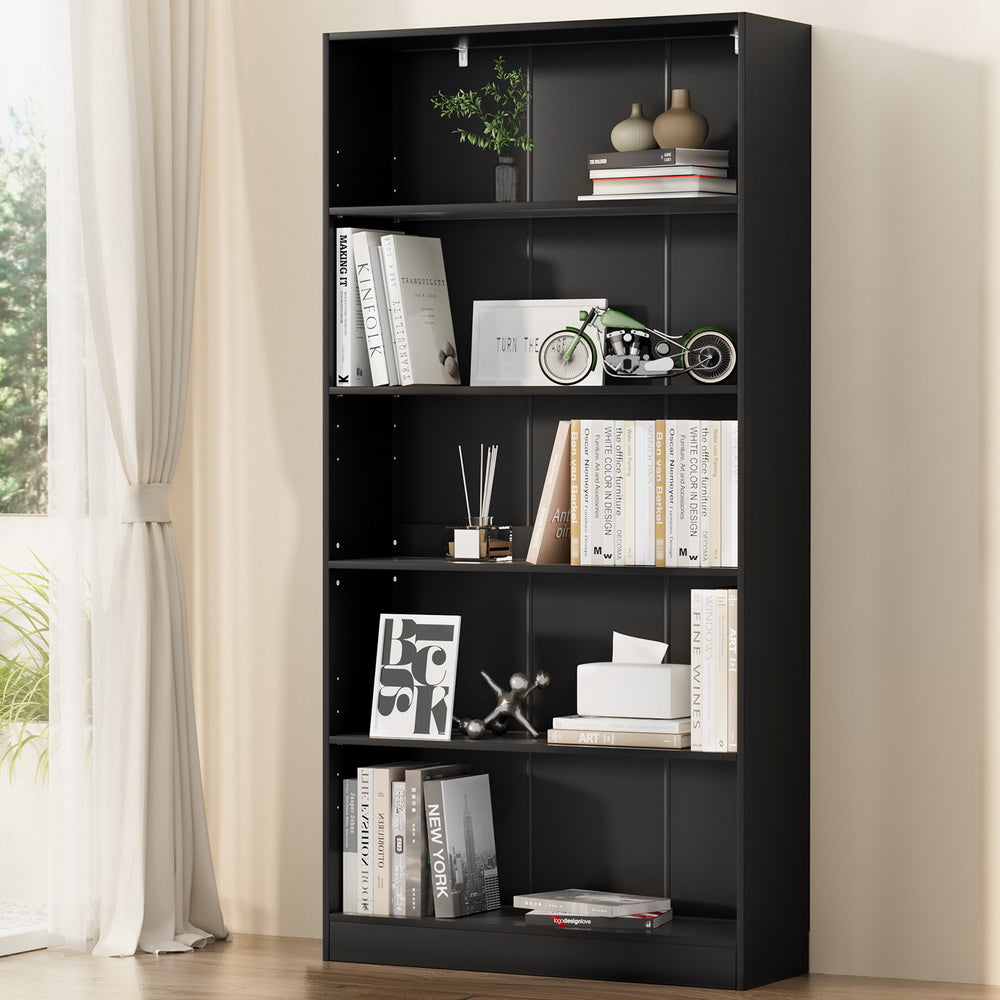 Artiss Bookshelf 5 Tiers ANTON Black-6