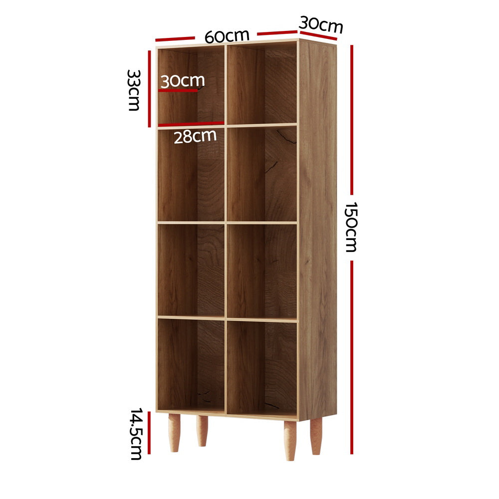 Artiss Bookshelf Bookcase 4 Tiers LEOR Walnut-1