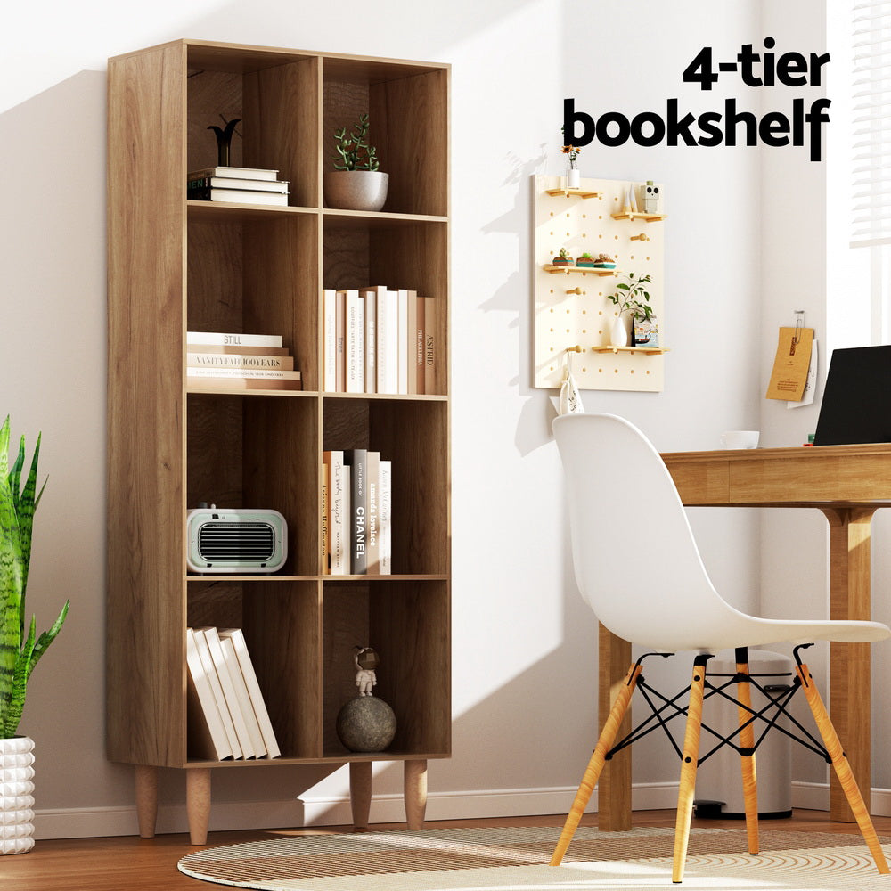 Artiss Bookshelf Bookcase 4 Tiers LEOR Walnut-3