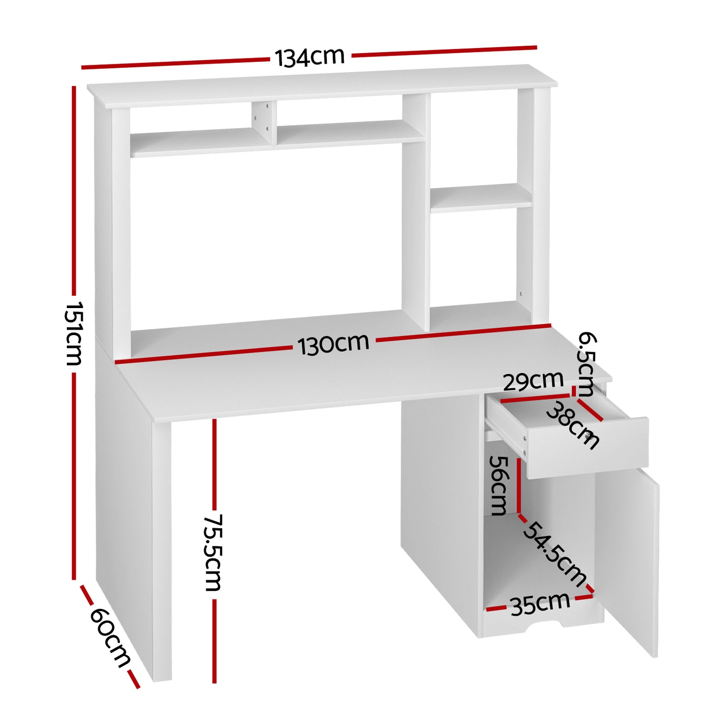 Artiss Computer Desk Office Study Desks Table Drawer Bookshelf Cabinet-1