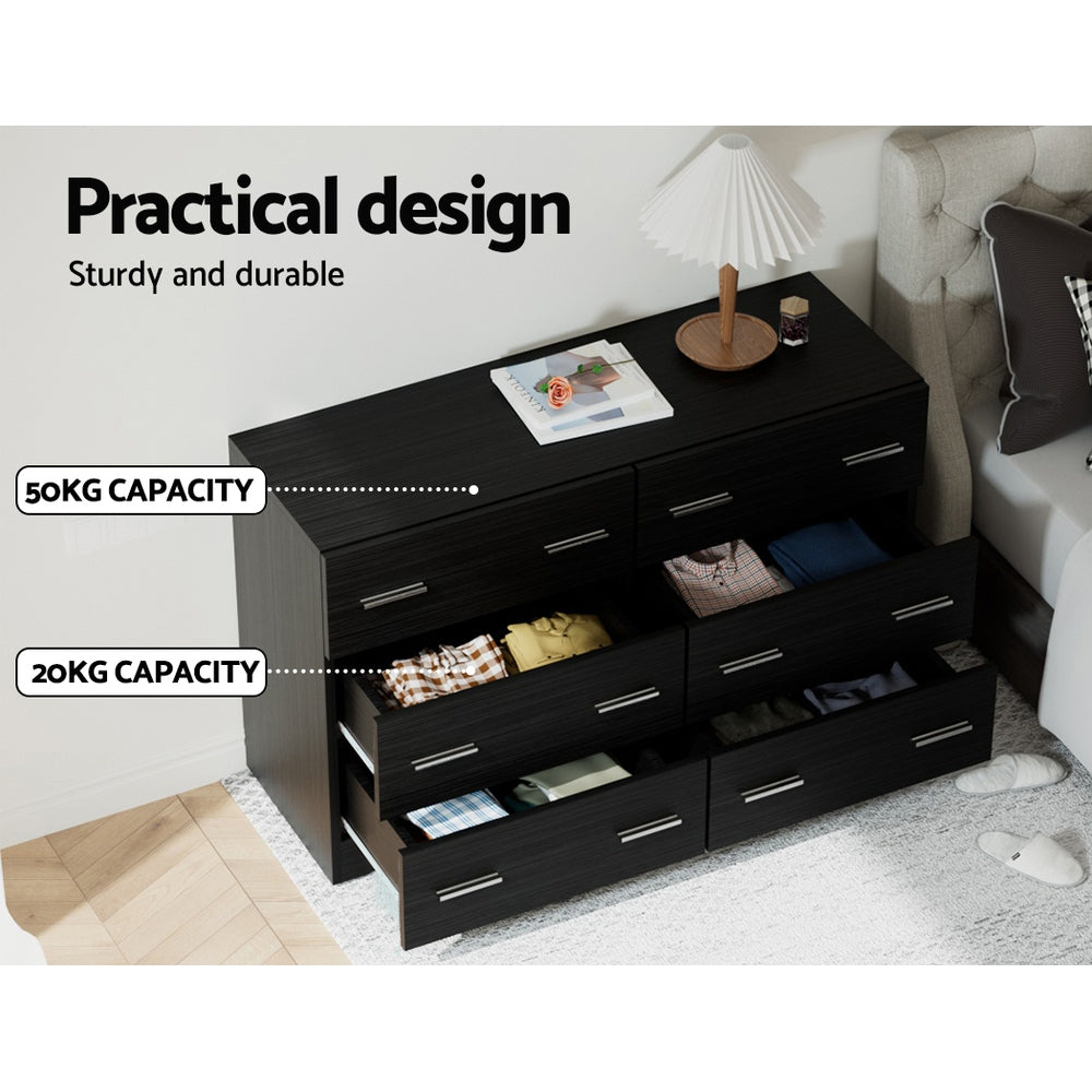 Artiss 6 Chest of Drawers - VEDA Black-4