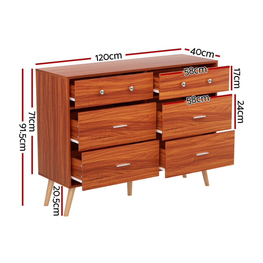 Artiss 6 Chest of Drawers Storage Cabinet Walnut-1