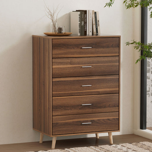 Artiss 5 Chest of Drawers - MIRI Walnut-0
